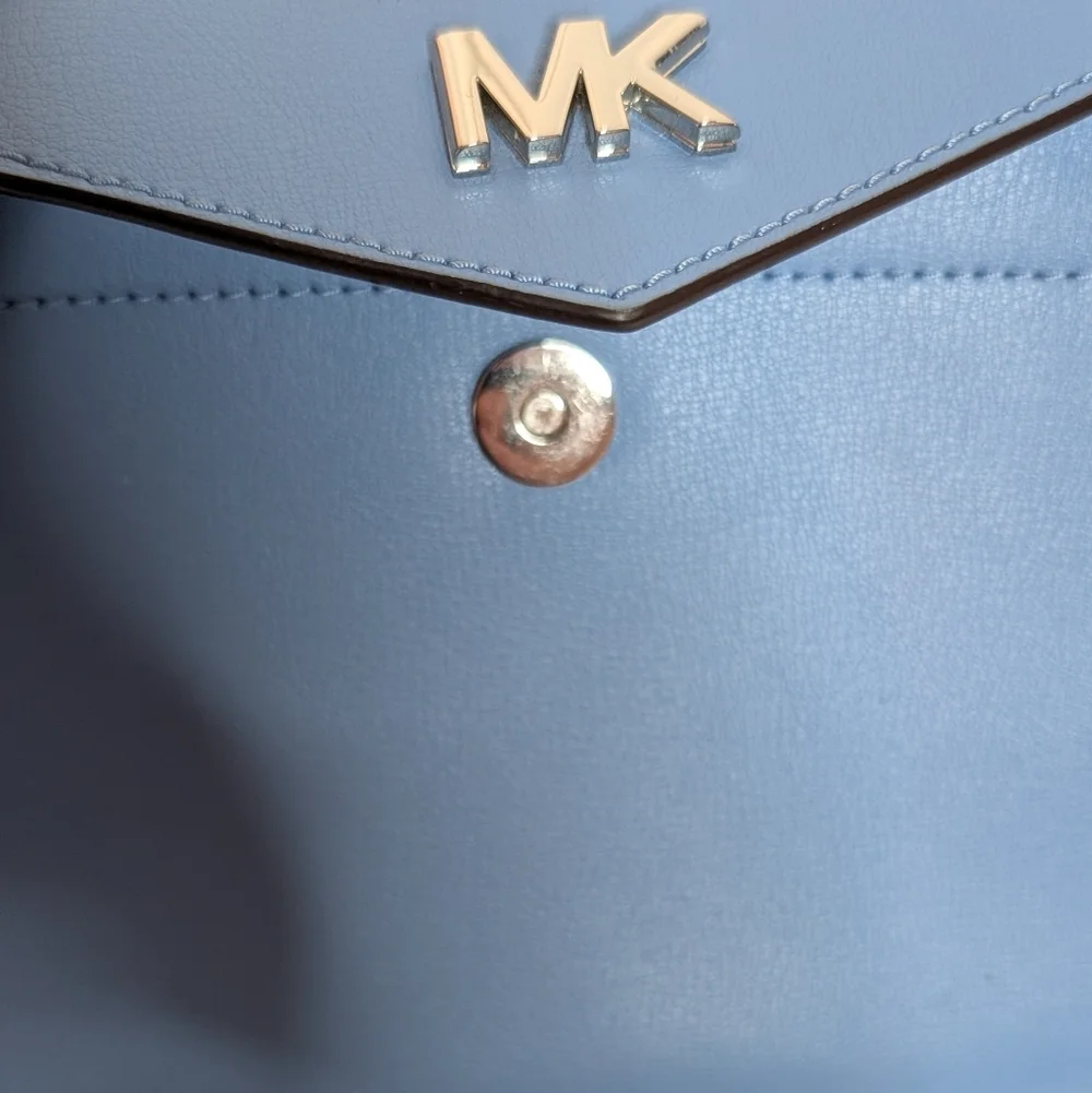 Michael Kors Mott French Blue Crossbody Large Clutch Purse EUC - Picture 12 of 14